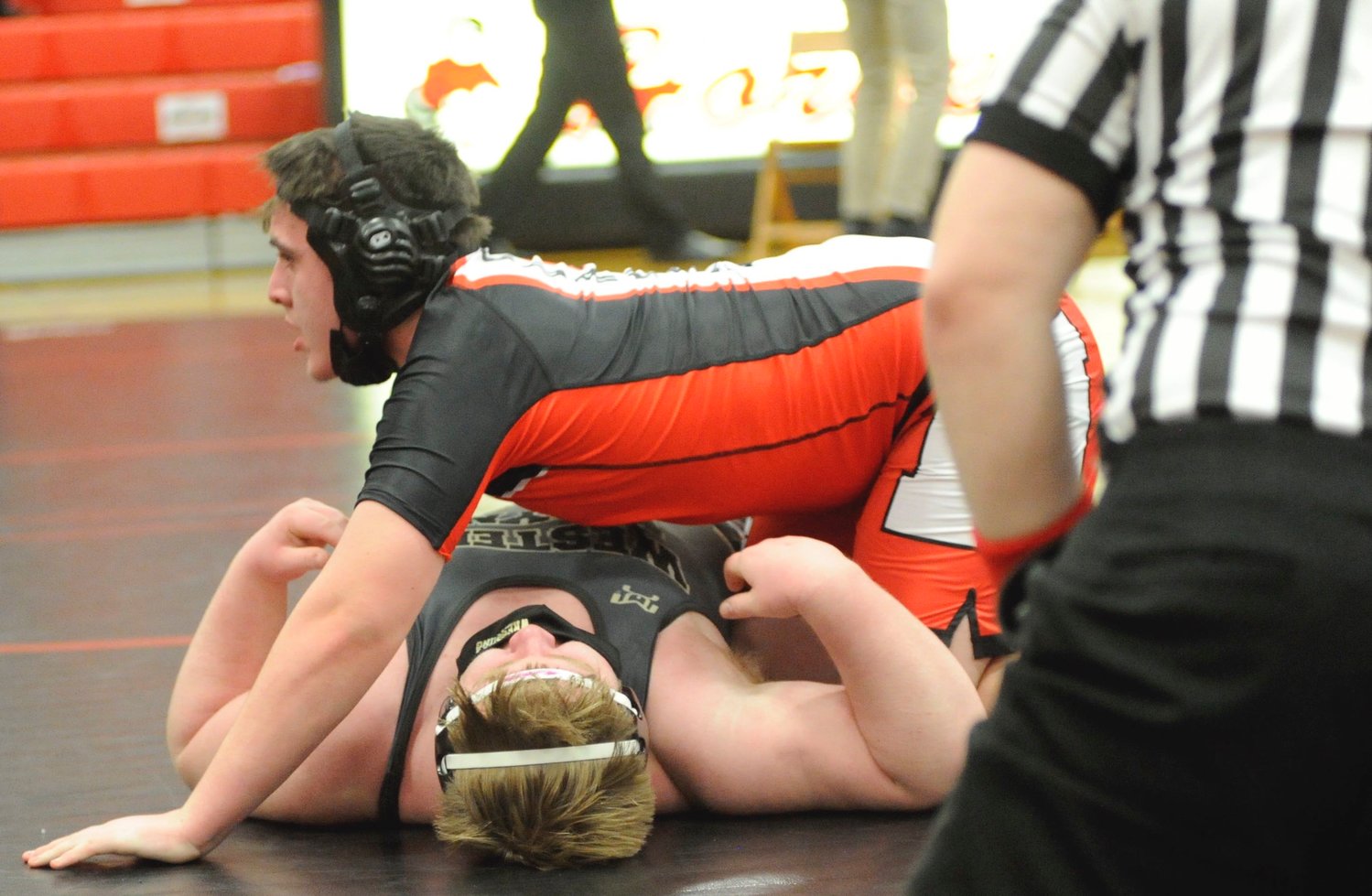 In bout #5, Honesdale’s Arron Phillips defeated his opponent in the 285-pound weight class.